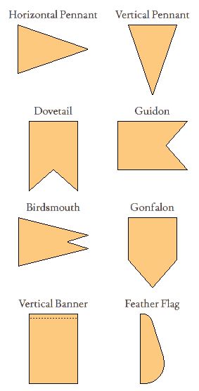 different shapes and sizes of pennants