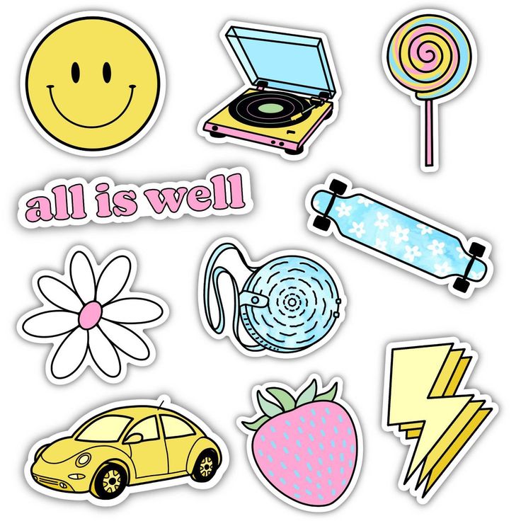 various stickers that say all is well