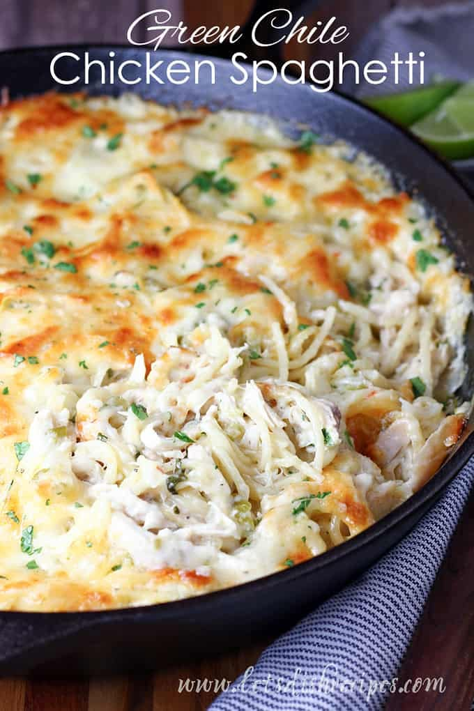 chicken and cheese casserole in a cast iron skillet