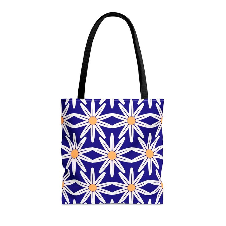 This practical, high-quality Tote Bag is available in three sizes. All-over print provides comfort with style at the beach or out in town. Made from reliable materials, lasting for seasons. .: 100% Polyester.: Boxed corners.: Black cotton handles.: Black lining.: NB! Size tolerance 0.75" (1.9 cm)) Small Medium Large Height, in 12.99 16.02 17.99 Length, in 12.99 16.02 17.99 Width, in 0.31 0.31 0.31 Handle height, in 11.81 11.81 11.81 Handle width, in 1.00 1.00 1.00 Trendy Blue Gift Shoulder Bag, Modern Blue Handheld Shoulder Bag, Modern Handheld Blue Shoulder Bag, Trendy Blue Bags For Everyday Use, Trendy Blue Shoulder Bag For Gift, Modern Blue Bag For Gifts, Modern Blue Bags For Gifts, Modern Blue Bags As Gifts, Trendy Blue Everyday Bags