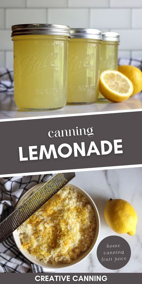 two mason jars filled with lemonade sitting on top of a counter next to sliced lemons