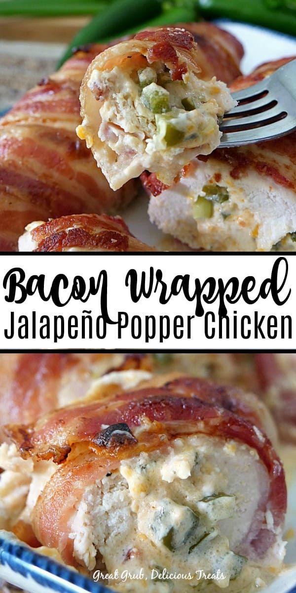 bacon wrapped jalapeno popper chicken on a plate