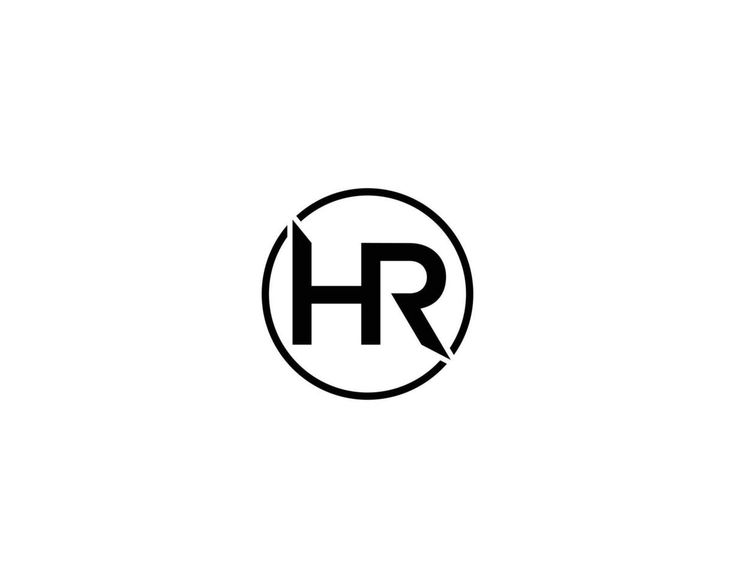 the letter r in a circle with an arrow on it's side, is black and white