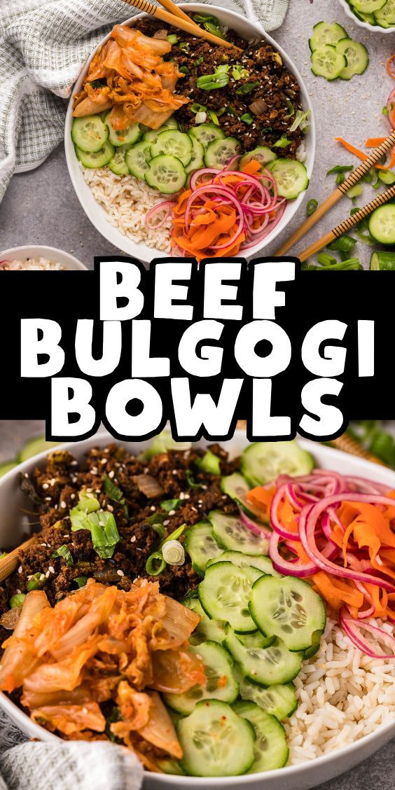 How to make beef bulgogi bowls Ground Beef Bulgogi Recipe Easy, Beef Bulgogi Bowl Recipe, Korean Bulgogi Bowl, Bool Kogi Recipe, Bulgogi Rice Bowl, Easy Beef Bulgogi, Beef Bulgogi Bowl, Crispy Ground Beef, Ground Beef Bulgogi Recipe