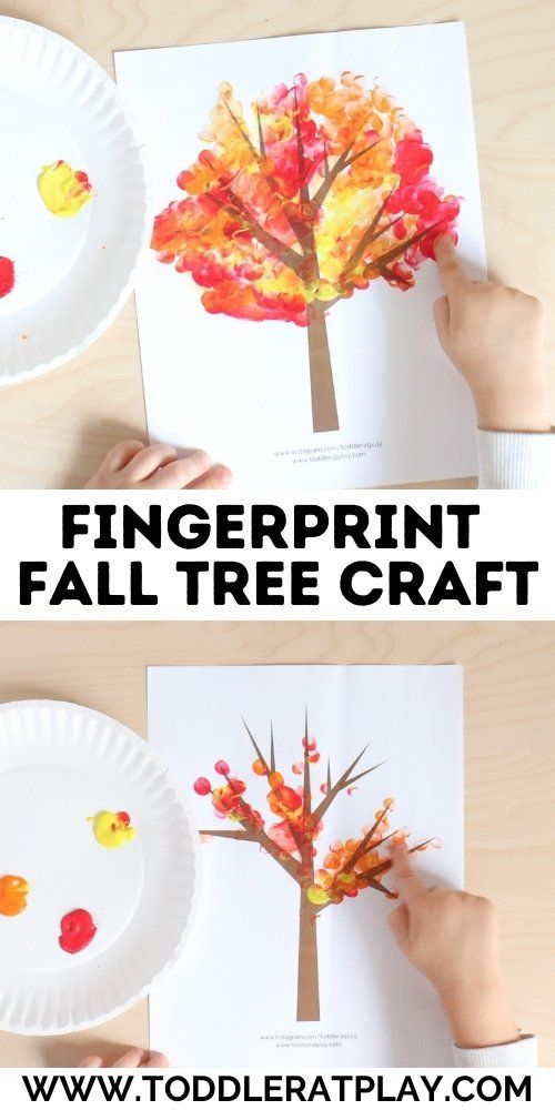 this fingerprint fall tree craft is perfect for kids to do with their autumn leaves