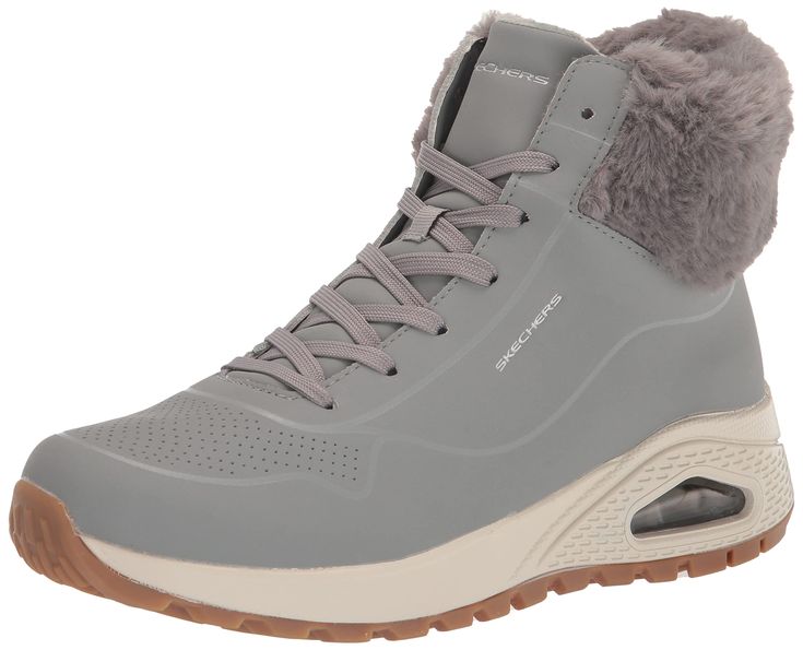 PRICES MAY VARY. Air Cooled Memory Foam cushioned comfort insole Midsole with visible air cushioned shock absorbing heel pad Flexible traction outsole Soft fabric shoe lining Faux Fur Collar Fabric Shoes, Skechers Women, Kids Luggage, Faux Fur Collar, Luxury Store, Fashion Sneakers, Fur Collar, Timberland Boots, Pharmacy Gifts