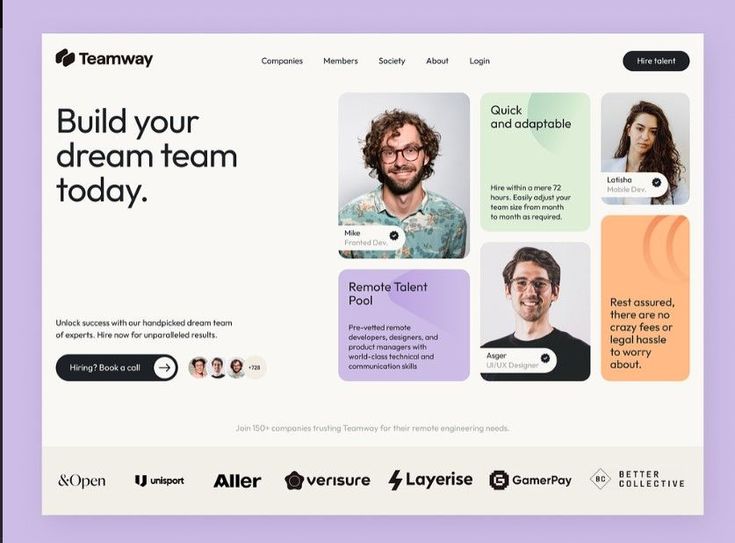 the homepage for teamway's website, which is designed to look like it has