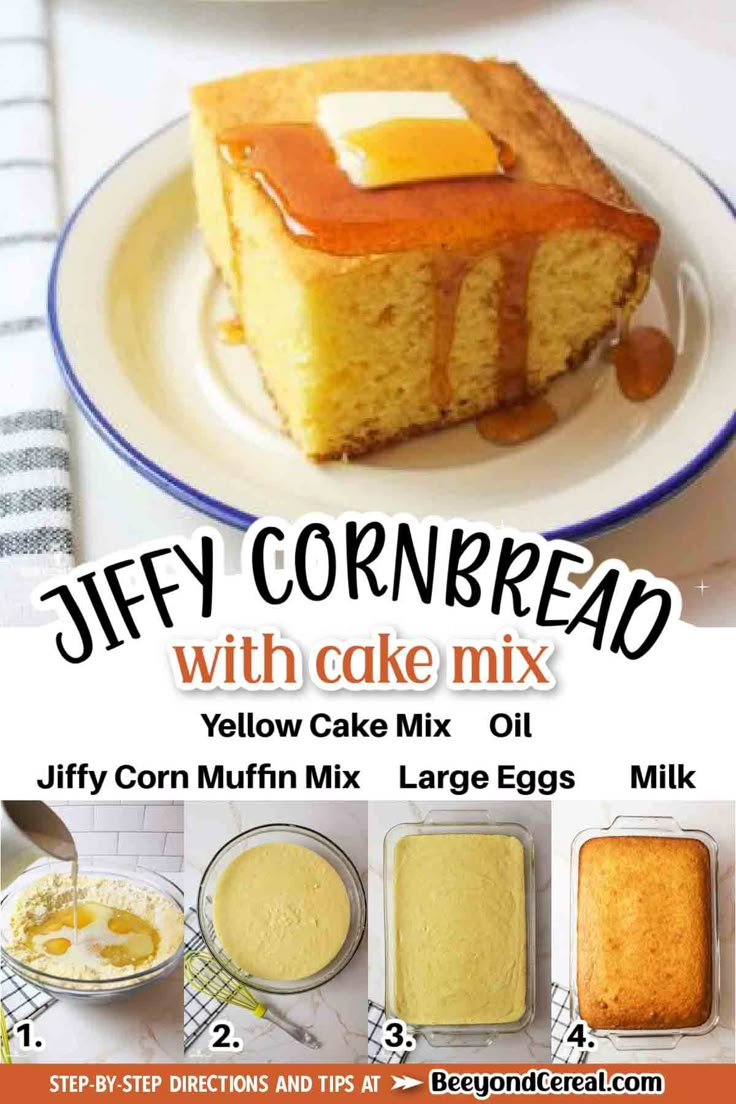 an advertisement for jelly cornbread with cake mix