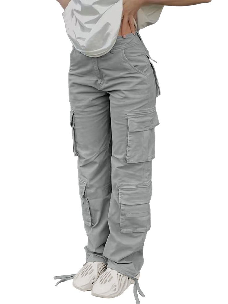 PRICES MAY VARY. 【MATERIAL】Cargo pants for women baggy y2k, made of 100% viscose—a soft premium fabric that is semi-stretch, lightweight , comfortable, and breathable for wear in all seasons. 【FEATURES】Fashion y2k straight wide leg baggy pants with a high-rise, straight leg design, featuring a concealed zipper for easy opening and closing. Designed with practical pockets and a loose fit for maximum freedom, they are both trendy and fashionable. 【MATCH】These women's casual cargo pants boast a smo Womens Casual Dress Pants, Trendy Cargo Pants, Straight Wide Leg Pants, Cargo Pants For Women, Cargo Pants Baggy, High Waisted Cargo Pants, Ripped Jeans Women, Grey Cargo Pants, Y2k Pants