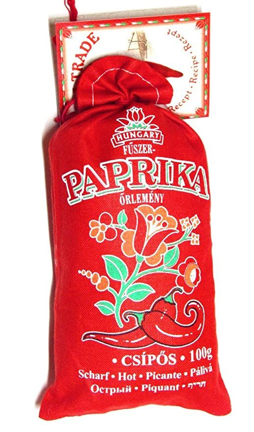 a red bag with a tag on it that says paprika ullimay