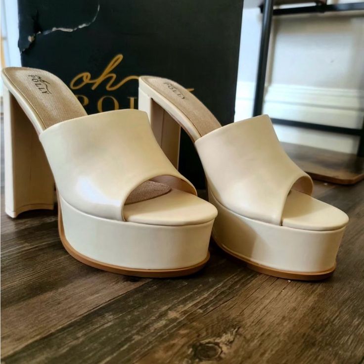 Faux Leather Platform Mule Heels In Cream Heel Hight Approx. 5.5 Soft Faux Leather Usa 10, Eur 41 Size Never Worn, It Comes With An Original Box. Pick Up In Houston. I Can Ship As Well. Cream Faux Leather Heels With Round Toe, Beige Faux Leather Heels Medium Width, Beige Medium Width Faux Leather Heels, Beige Faux Leather Heels With Round Toe, Beige Platform Heels In Faux Leather, Faux Leather Wedge Heels With Stacked Heel, Beige Faux Leather Platform Heels, Spring Beige Faux Leather Heels, Beige Synthetic Heels With Stacked Heel