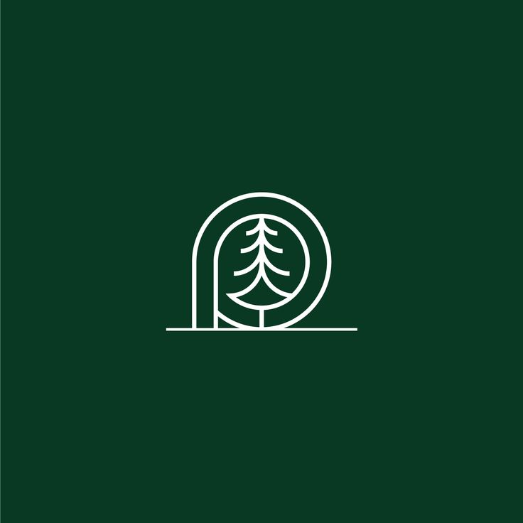 the letter d with a tree inside it on a dark green background, logo for a company