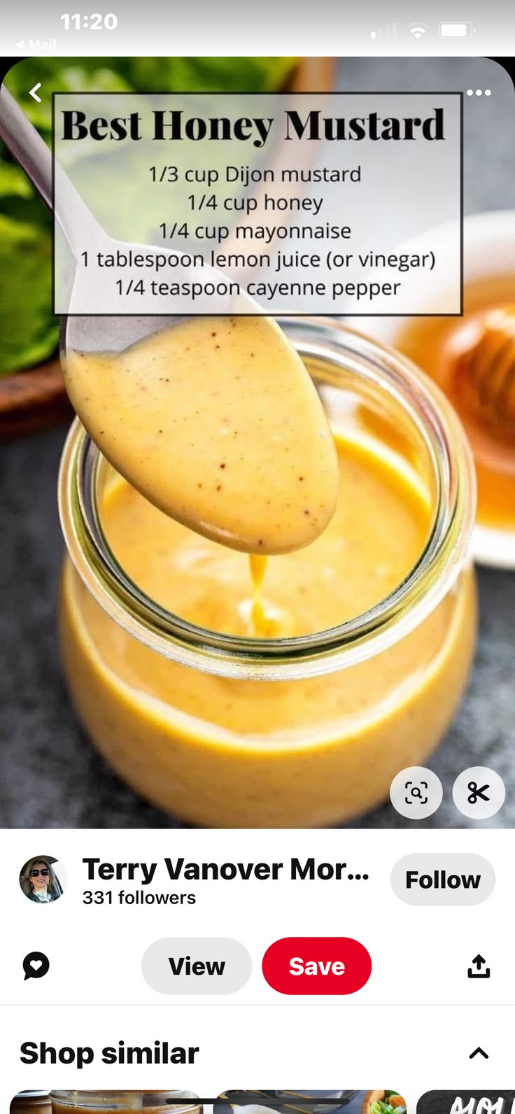 an iphone photo with the text best honey mustard on it and a spoon full of sauce