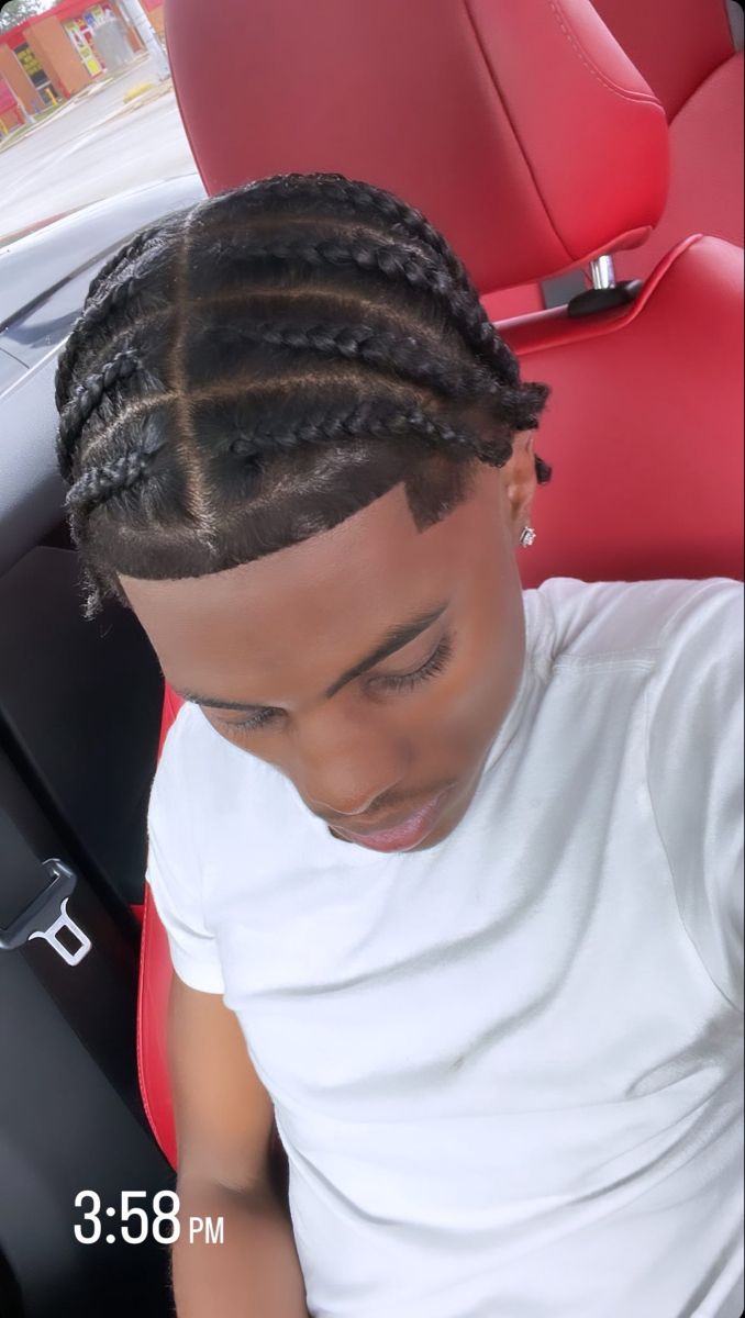 Braids Hairstyles For Men Black, Asian With Braids Men, Cornrow To The Side, 4c Braided Hairstyles Men, Front Taper With Braids, Back To School Hairstyles Men, Men Braids On Short Hair, Best Braid Styles For Men, Drop Braids For Men