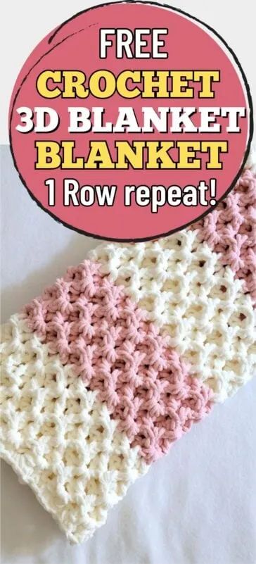 a crocheted blanket with the text free crochet 3d blanket blanket i row repeat