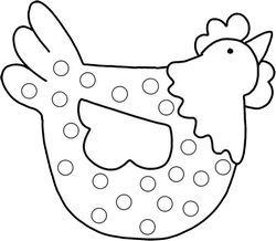 a black and white drawing of a chicken with polka dots on it's body