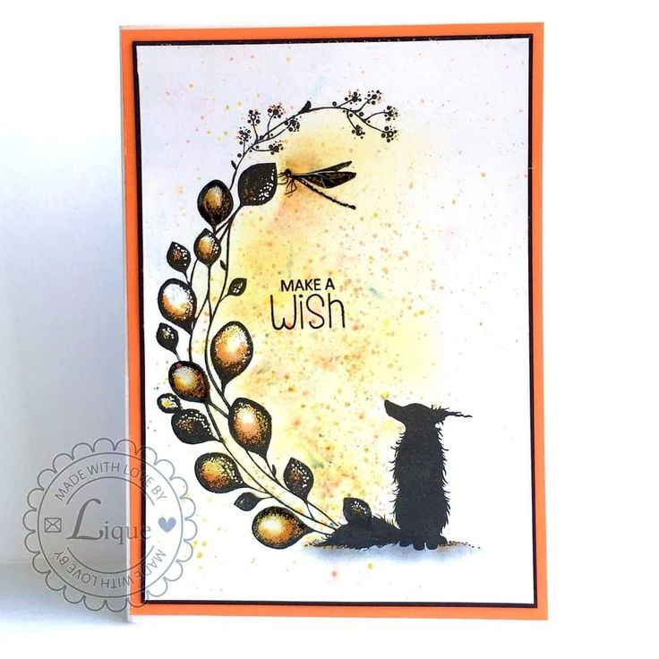 a card with an image of a cat and a bird on it's back