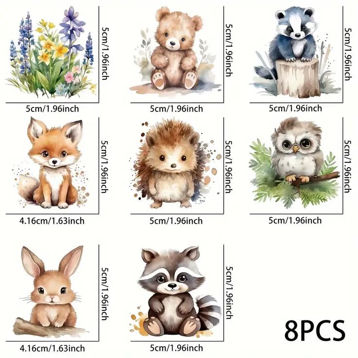 watercolor woodland animal uv transfer stickers waterproof - Temu Sweden