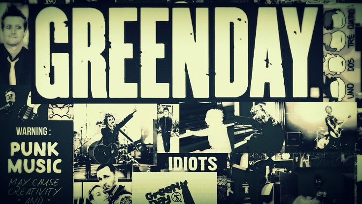 a collage of photos with the words green day on it and images of punk music