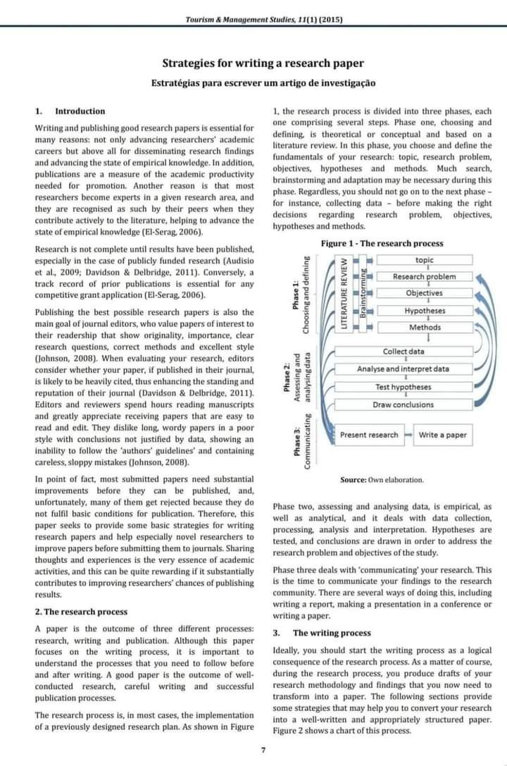 the cover page for an article on how to use research paper in science and technology