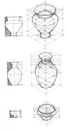 several drawings of vases are shown here