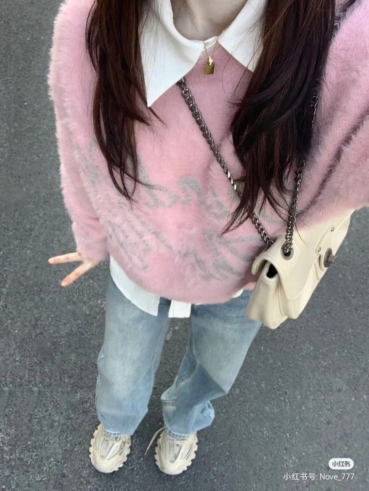 ⿻ casual outfit inspo ; jeans ; pink aesthetic ; collar ༊*·˚ 『credits linked』 Pink Jeans Outfit, Outfit Korean Style, Outfit Inspo Casual, Winter Outfit Inspiration, Outfits Fashion, Korean Outfits, Casual Style Outfits, Style Outfits, Winter Outfit