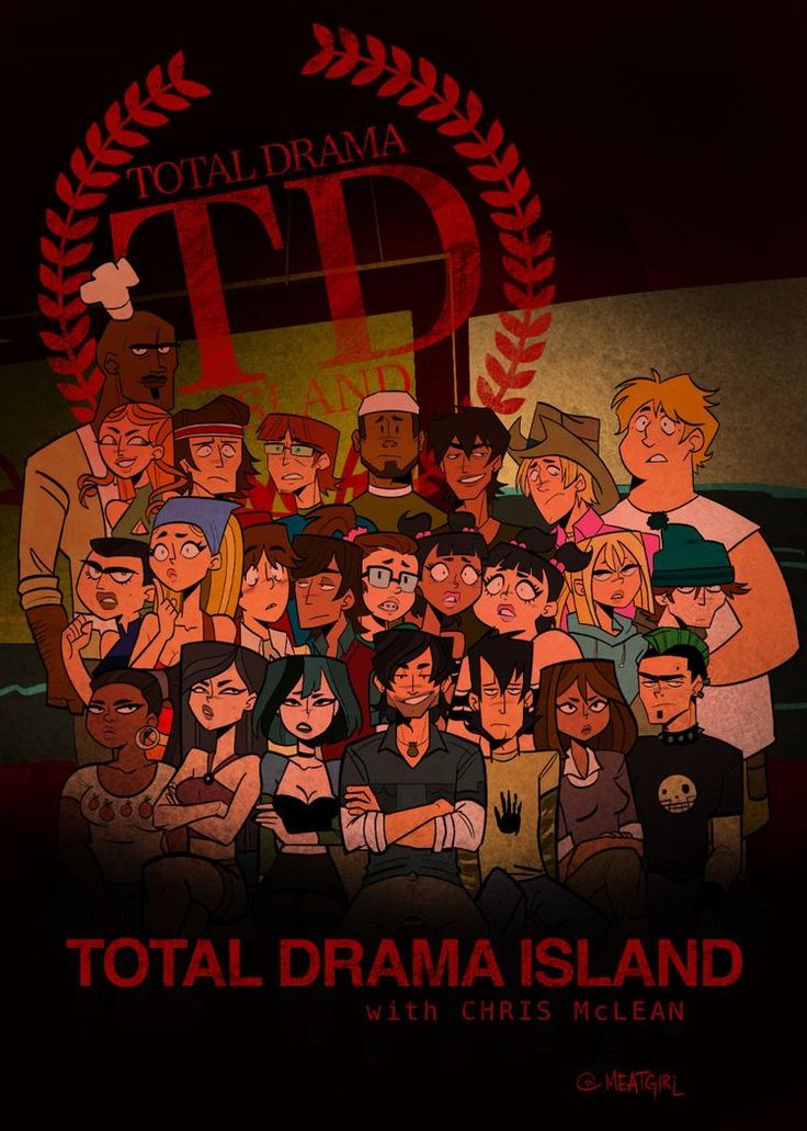 the total drama island movie poster for total drama, which features an image of many people