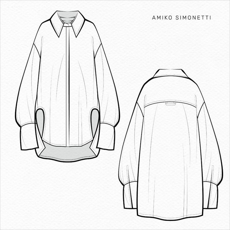 the front and back views of an oversized shirt, with long sleeves on both sides