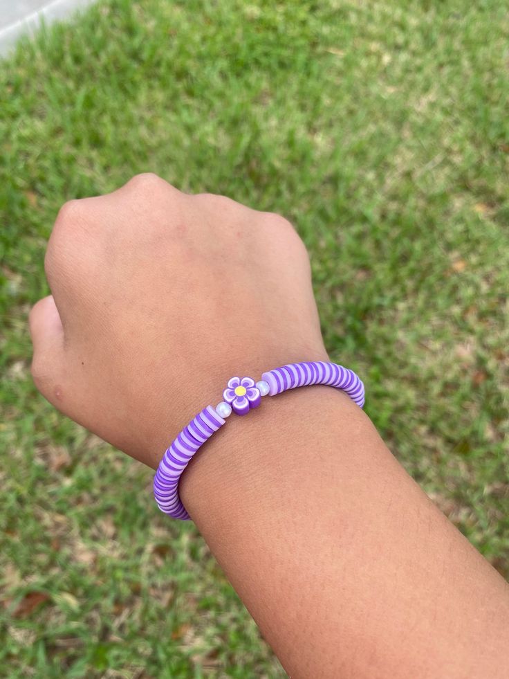 Purple Bracelet for girls Purple Bracelet Preppy, Light Purple Clay Bead Bracelet, Purple Diy Bracelet, Trendy Purple Friendship Bracelets As Gift, Handmade Purple Stretch Bracelet For Beach, Purple Beaded Bangle Bracelets For Friendship, Casual Purple Friendship Bracelets As Gift, Handmade Casual Purple Bracelets, Casual Purple Handmade Bracelets