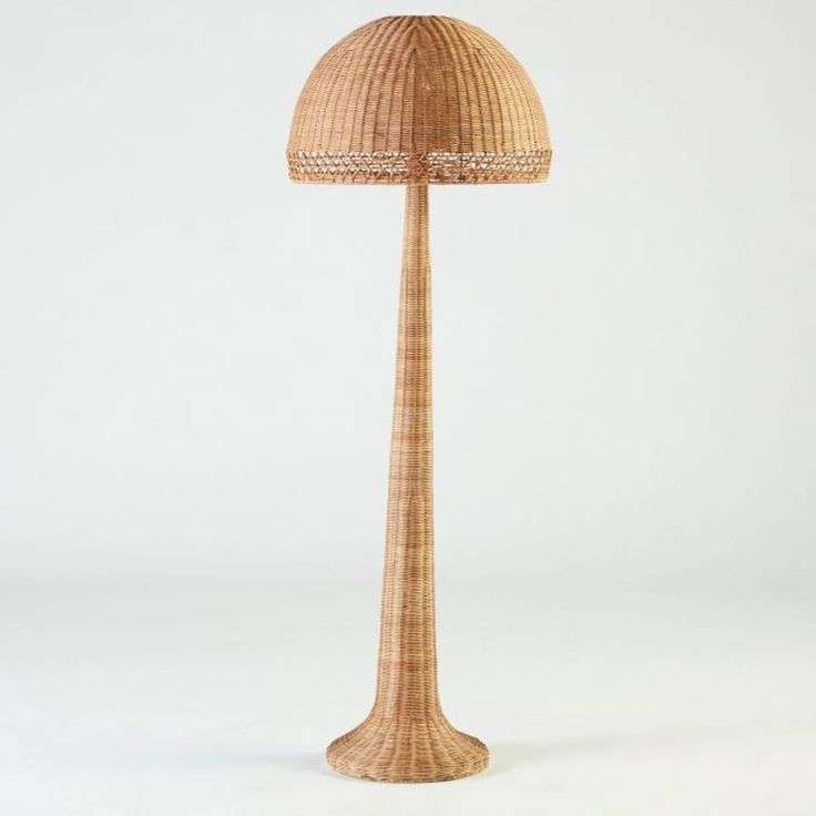 a wooden floor lamp with a white background