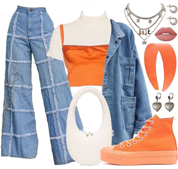 Student Outfit, Streetwear Fashion Women, Cute Swag Outfits, Jeans Outfit, Blue And Orange, Swag Outfits, Mode Vintage, Kpop Outfits, Mode Inspiration