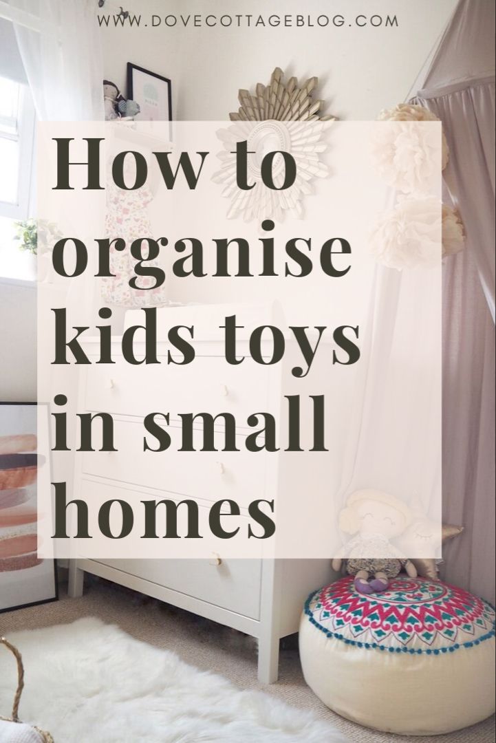 a white dresser with the words how to organize kids toys in small homes