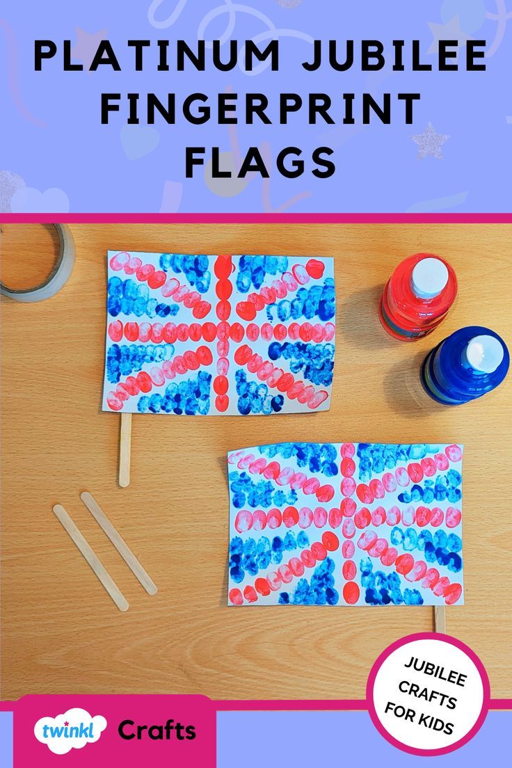 the british flag made out of paper and glue on a table with craft supplies for kids