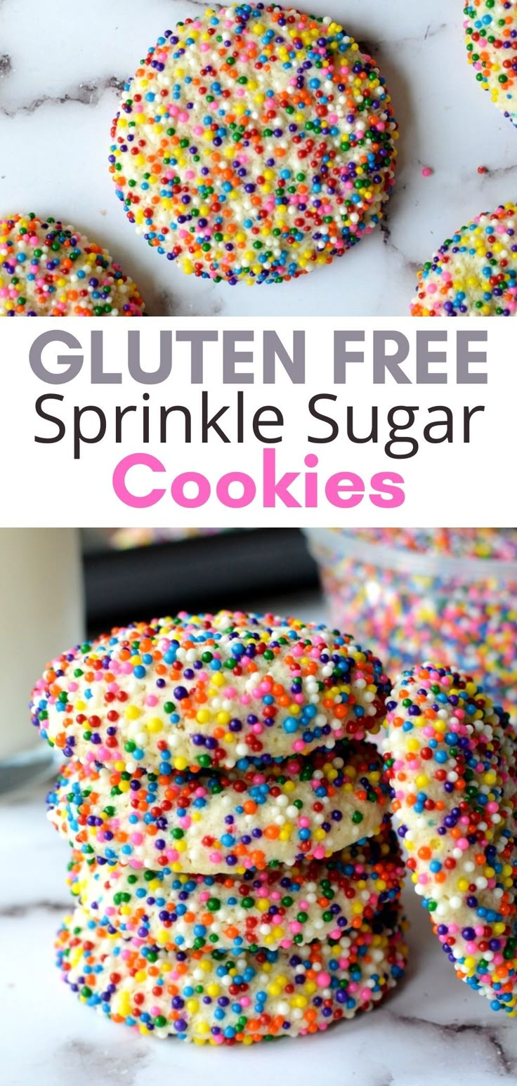 gluten free sugar cookies with sprinkles Gluten Free Chewy Sugar Cookies, Dairy Free Gluten Free Sugar Free Recipes, Gluten Free Funfetti Cookies, Easy Gf Baked Goods, Gluten Free Drop Sugar Cookies, Corn Starch Cookies Gluten Free, Gluten Free Drop Cookies, Simple Gluten Free Cookies, Easy Gluten Free Baked Goods