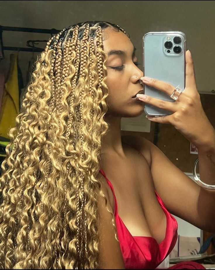 Honey Blonde Goddess Braids, Goddess Braids Blonde, Blonde Goddess Braids, Short Box Braids Hairstyles, New Hair Do, Cute Box Braids, Beautiful Black Hair, Goddess Braids Hairstyles, Cute Braided Hairstyles