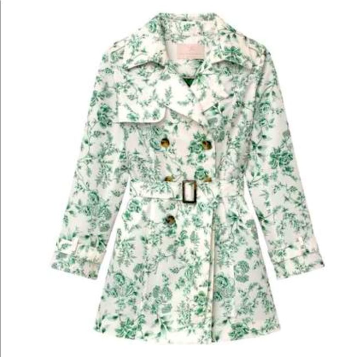 Nwot Gal Meets Glam Collection Sage Floral Print Twill Double-Breasted Trench Coat “Mint” Green Color Spring Green Outerwear With Lapel Collar, Green Lapel Collar Outerwear For Spring, Green Floral Print Fall Outerwear, Green Floral Print Outerwear For Fall, White Floral Print Outerwear For Fall, Elegant Green Spring Outerwear, White Double-breasted Spring Outerwear, Double-breasted Spring Outerwear For Daywear, Fitted Green Floral Print Outerwear