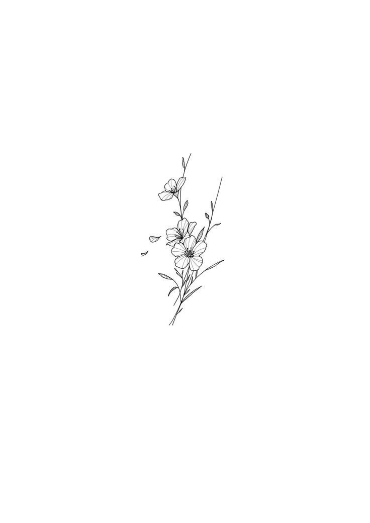 a black and white photo of some flowers on a branch with one flower in the middle