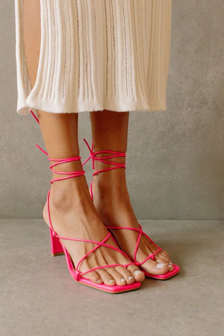 ALOHAS Bellini Leather Strappy Heel | Urban Outfitters Neon Sandals, Fancy Sandals, Fun Heels, Beautiful Sandals, Crisp White Shirt, Lace Up Sandals, Bellini, Womens Sandals Flat, Leather Lace