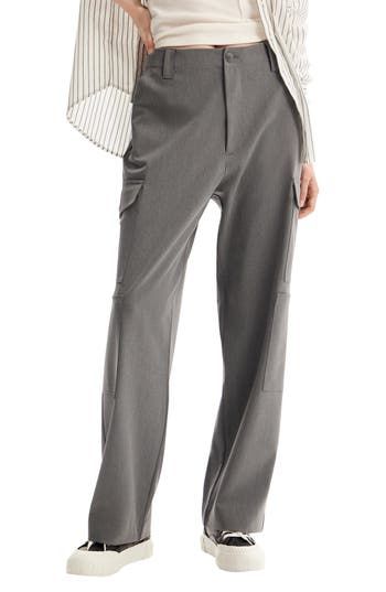 A clean waist adds a tailored touch to classic cargo pants outfitted with plenty of pockets. 68% polyester, 29% viscose, 3% elastane Machine wash, line dry Imported Workwear Wide Leg Pants With Side Pockets, Elegant Straight Cargo Pants With Pockets, Chic Wide Leg Cargo Pants With Flap Pockets, Wide Leg Dress Pants With Side Pockets For Work, Chic High-waisted Cargo Pants With Flap Pockets, Elegant Straight Cargo Pants, Wide Leg Workwear Pants With Flap Pockets, High-waisted Workwear Bottoms With Flap Pockets, Elegant Trousers With Cargo Pockets