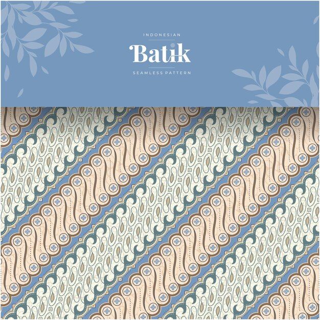 the batik pattern is shown in blue and beige