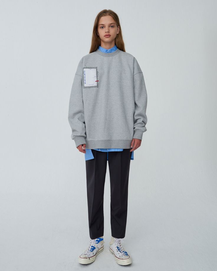 Adererror shop Fleece Athleisure Sweatshirt, Sporty Gray Sweatshirt With Ribbed Collar, French Terry Sweatshirt With Drop Shoulder, Sporty Cotton Fleece Sweatshirt With Ribbed Cuffs, Streetwear Hoodie Sweatshirt With Double-needle Sleeve, Gray Crew Neck Sweatshirt With Ribbed Collar, Gray Crew Sweatshirt With Ribbed Collar, Streetwear Hoodie With Ribbed Collar, Streetwear Hoodie Sweatshirt With Ribbed Collar