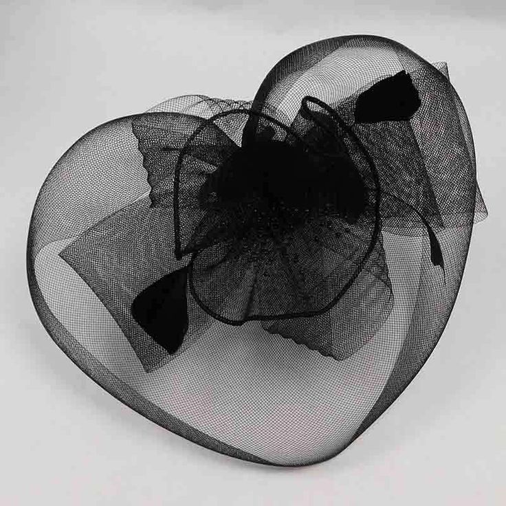 Mesh veil fascinator embellished with pleated mesh loops, tulle bow and flower with petite beads center. Head band and hair clip. Approximately 12" diameter. One size. 100% polyester. Add a 12" hat box to your order. Veil Fascinator, Tulle Bow, Black Fascinator, Tulle Bows, Black Tulle, Hat Box, Horse Photos, Head Band, Fascinator