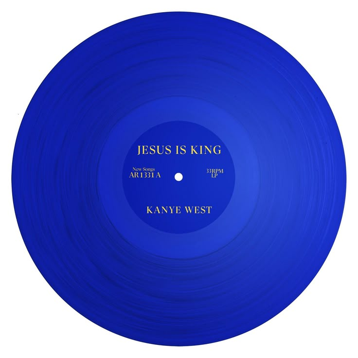 a blue vinyl record with the words jesus is king on it