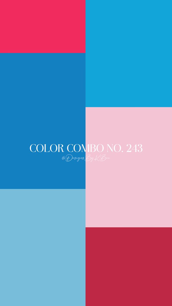 the color combo no 23 is shown in red, blue and pink squares with white lettering