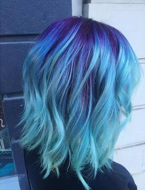 Blue And Purple Hair, New Hair Look, Light Blue Hair, Hair Color Purple, Bright Hair, Awesome Hair, Fun Hair, Trendy Hair Color, Hair Color Blue