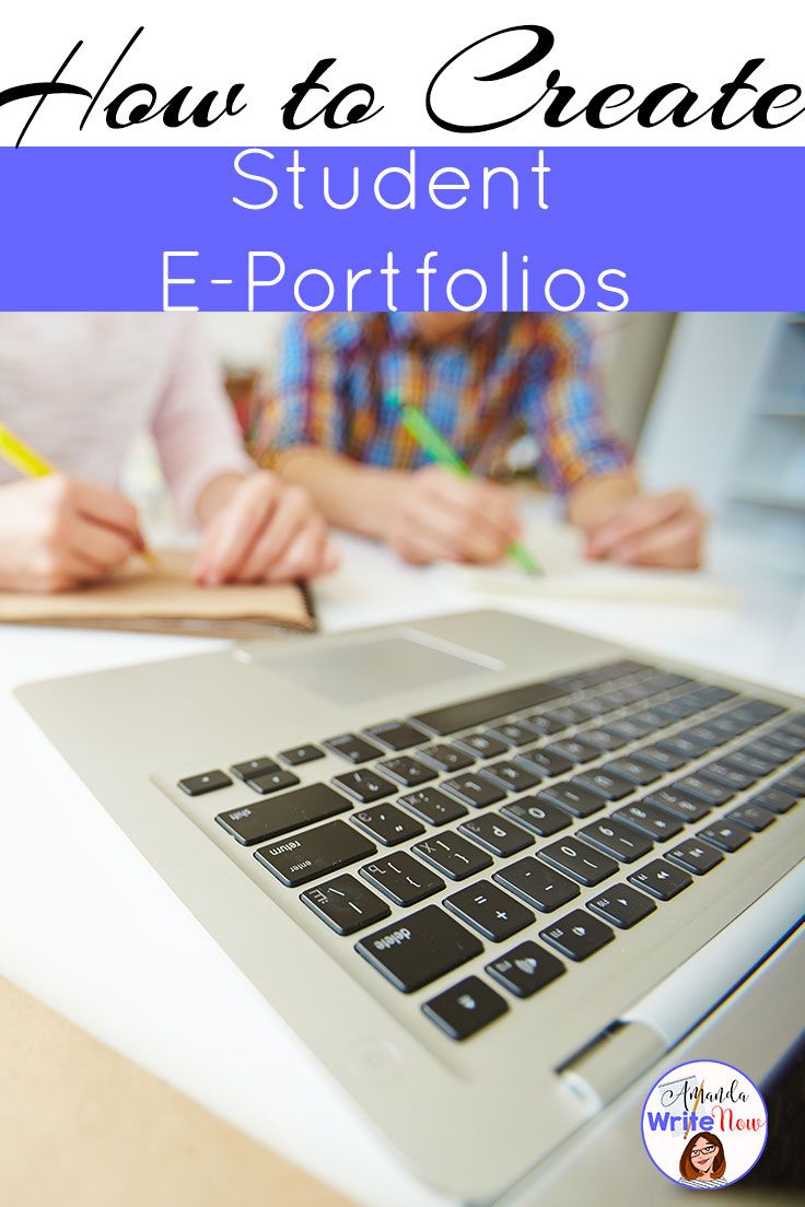 a laptop computer sitting on top of a desk with text overlay reading how to create student e - portfolios