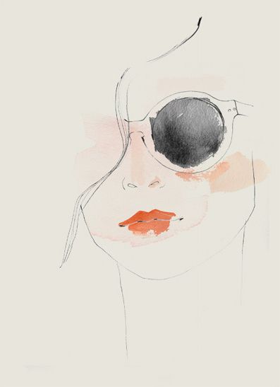 a drawing of a woman's face with an eye patch