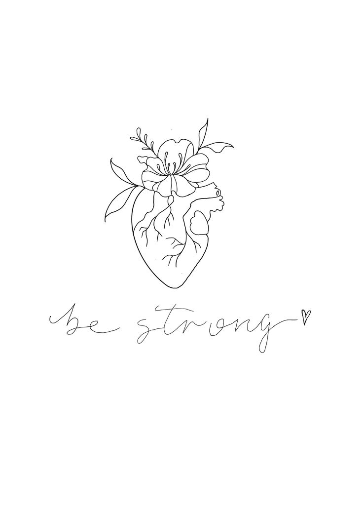 a drawing of a heart with the words we are strong written in cursive writing