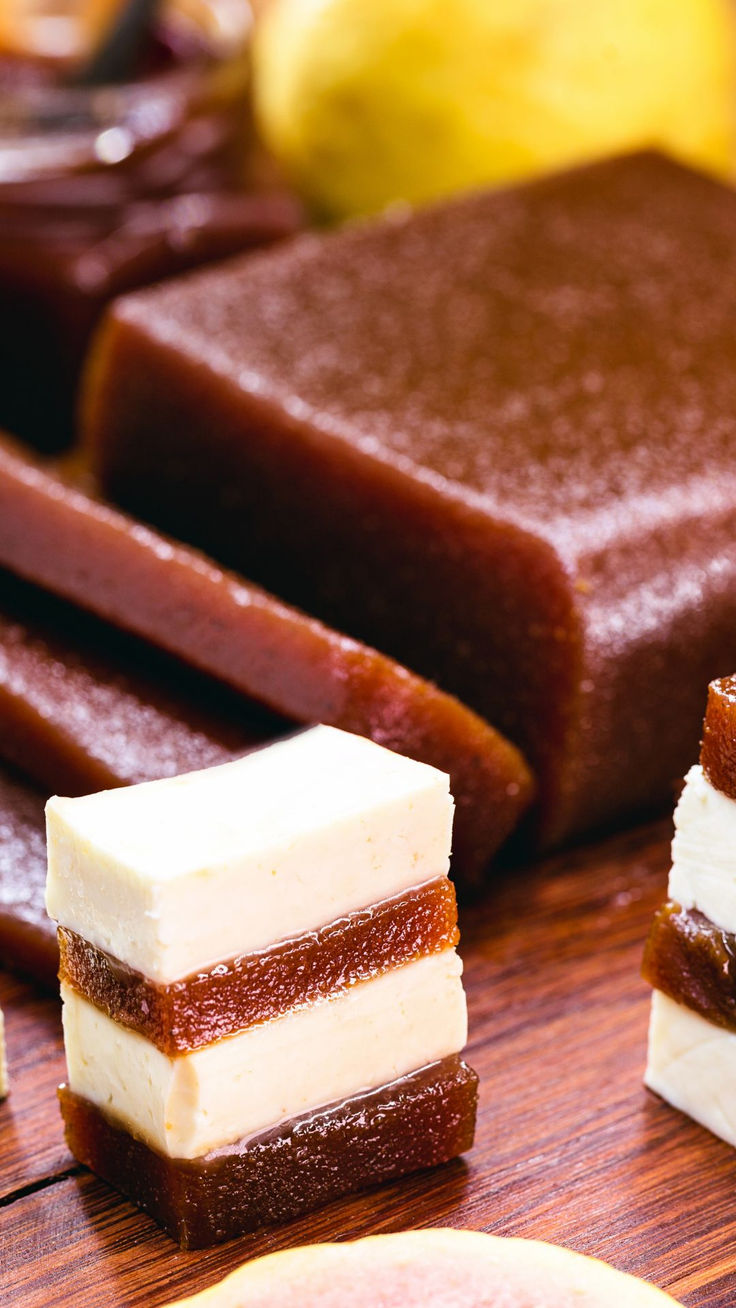 pieces of cake sitting on top of a wooden table