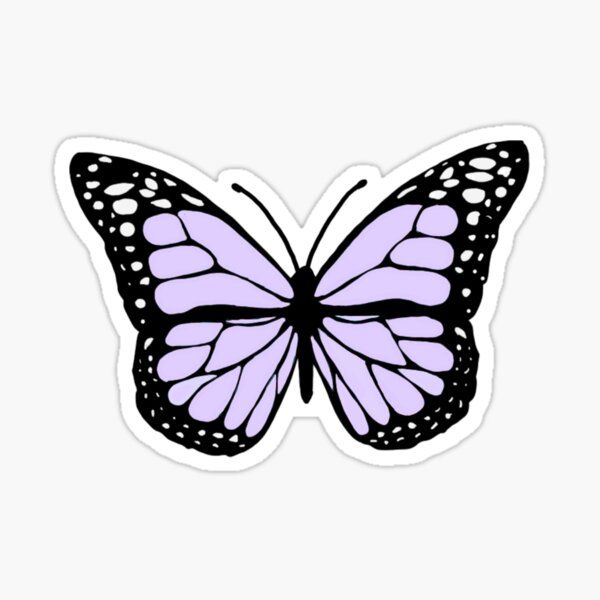 a pink butterfly with black spots on it's wings stickers are in the shape of a butterfly